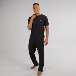 Outlet Brave Soul Herre Robbert T-shirt Og Lounge Bukser Sæt Sort