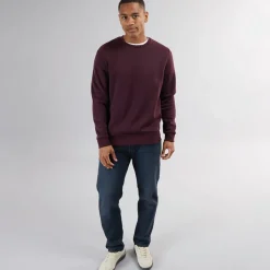 Sale Brave Soul Herre Rundhals Sweatshirt Bourgogne Vinrød