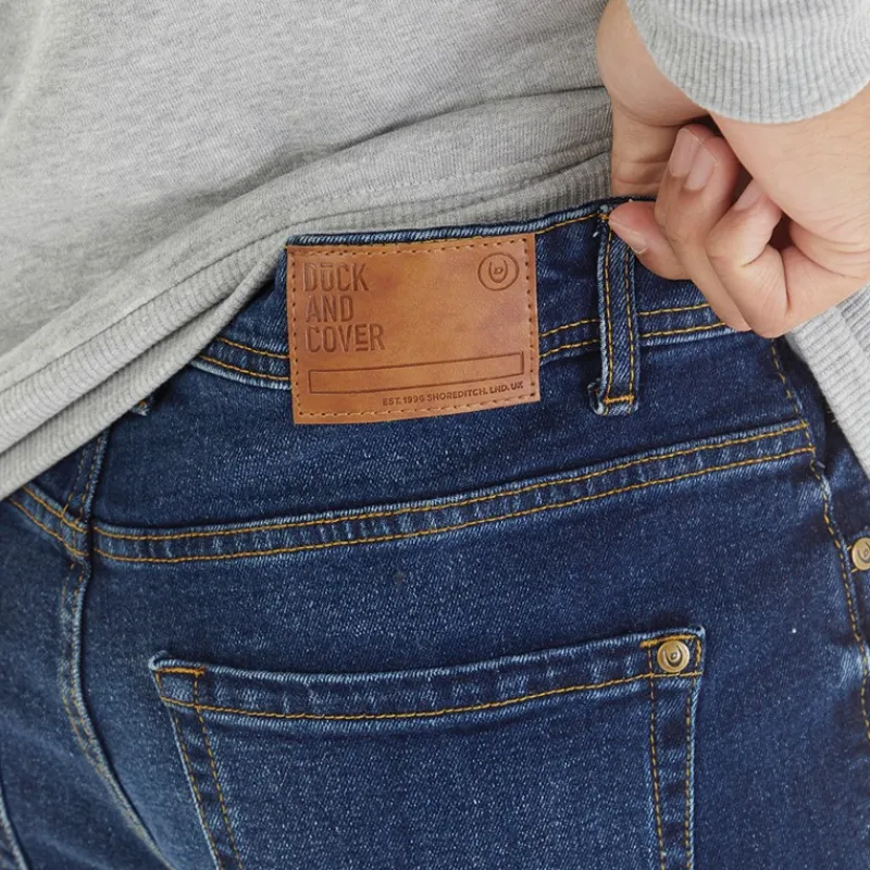 Hot Duck and Cover Herre Rushawn Jeans med afslappet pasform Mid Wash Mellemblå