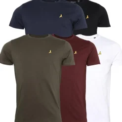 Online Brave Soul Herre Russel 5-pak T-shirts Sort/​Hvid/​Blå/​Khaki/​Burgunder