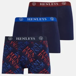 New Henleys Herre Rutlers Tre Pak Boksershorts Peacoat Multi