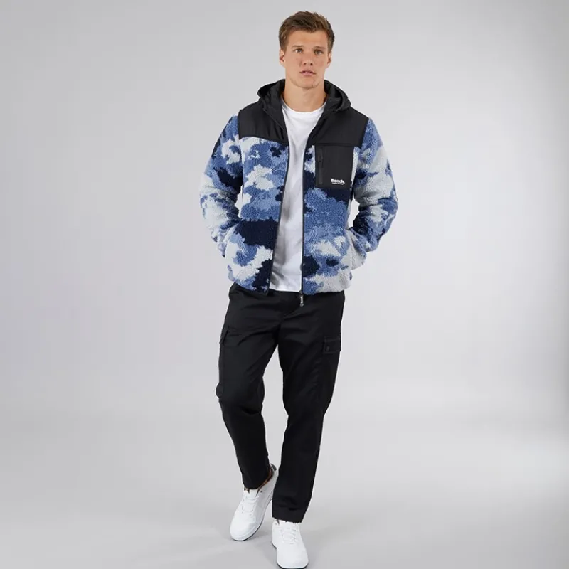 Best Bench Herre Sableo Fleece Hættetrøje Blå Camo Blå camo