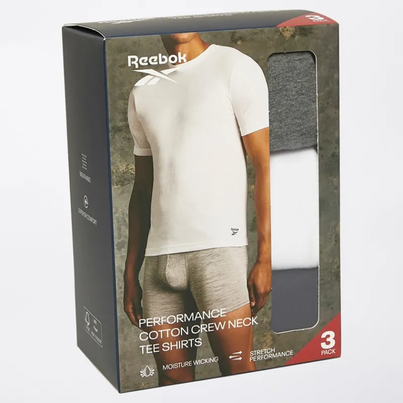 Clearance Reebok Herre Santo Tre Pakke T-shirts Navy / Gråmeleret / Hvid Flerfarvet