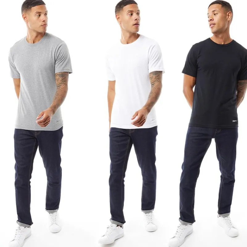 Sale Reebok Herre Santo T-Shirts 3-pak Sort/Grå Melange/Hvid Flerfarvet