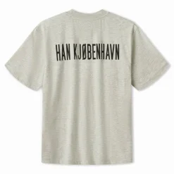 Han KJØBENHAVN Herre Script Logo Boxy T-shirt Grå Melange Grå Mergel