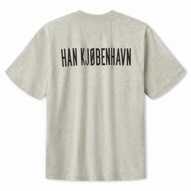 Han KJØBENHAVN Herre Script Logo Boxy T-shirt Grå Melange Grå Mergel
