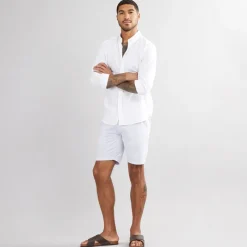 Hot Ben Sherman Herre Seersucker Stribede Shorts Lyseblå