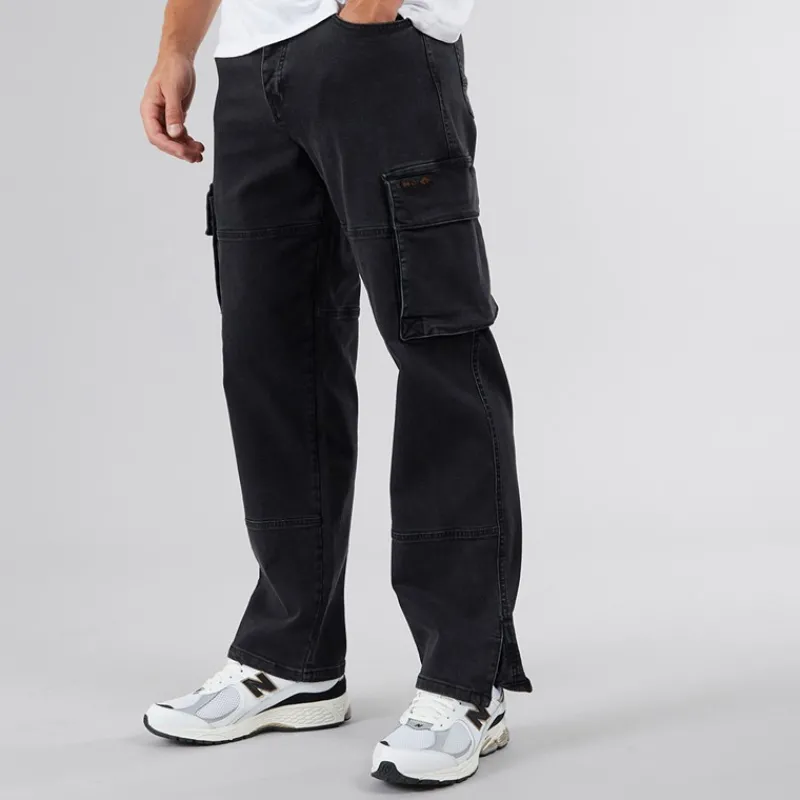 Best Bench Herre Serian Cargo Jeans Vasket Sort