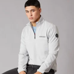 Outlet Napapijri Herre Sesano 1/2 Zip Top Light Grey Solid