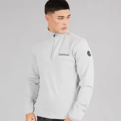 Outlet Napapijri Herre Sesano 1/​2 Zip Top Light Grey Solid