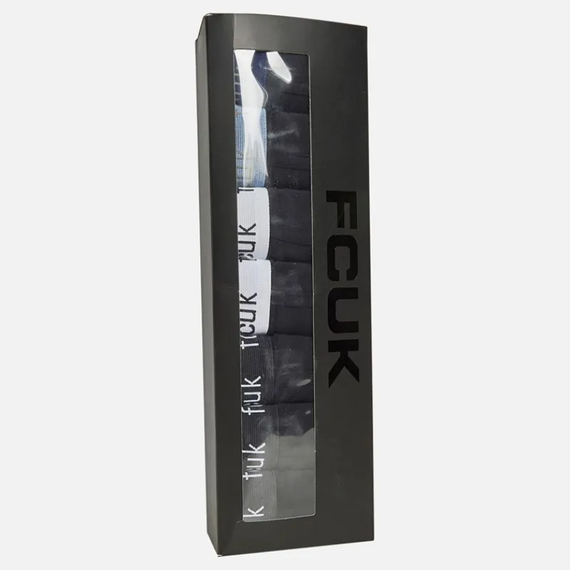Best French Connection Herre Seven Pack FCUK Boksershorts FCUK 55 Sort / Sort / Sort / Sort / Sort / Sort / Sort