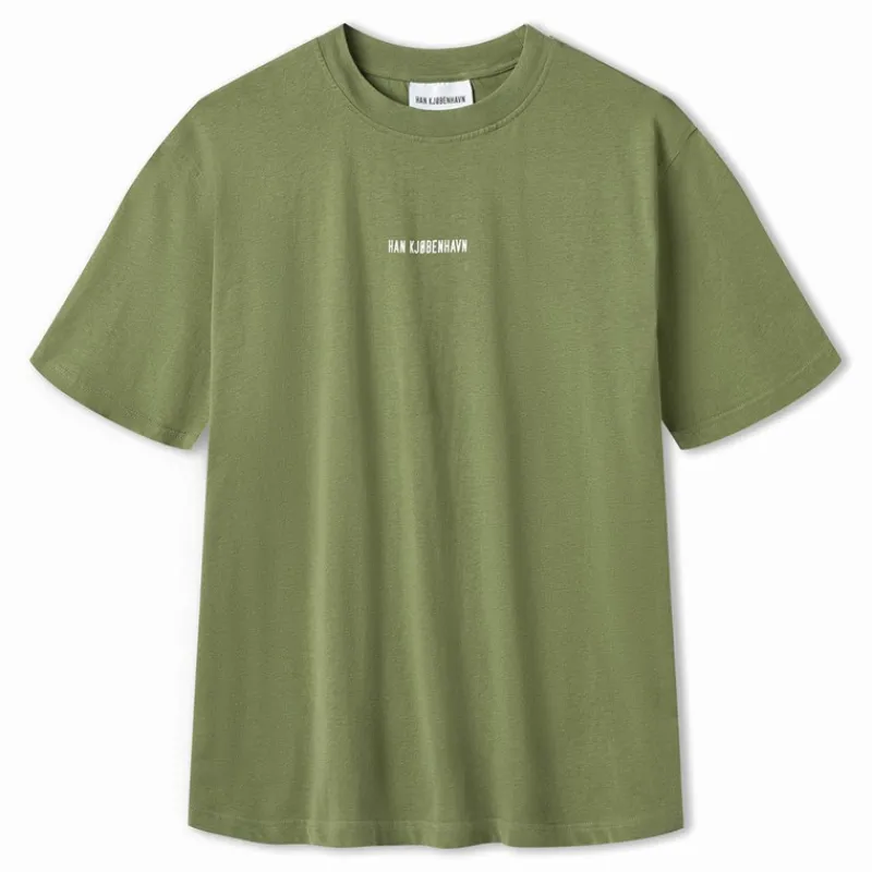 Discount Han KJØBENHAVN Herre Skriftlogo Boxy T-shirt Armeegrøn kakigrøn