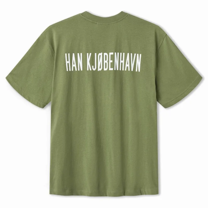 Discount Han KJØBENHAVN Herre Skriftlogo Boxy T-shirt Armeegrøn kakigrøn