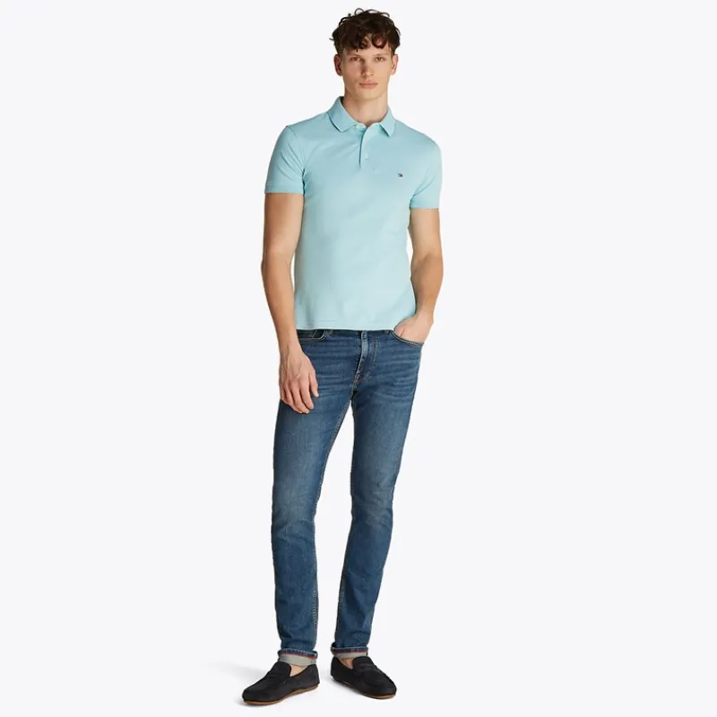 Tommy Hilfiger Herre Slim Polo Tradewinds Aqua Lyseblå