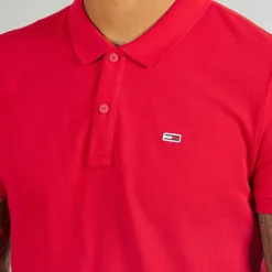 Sale Tommy Jeans Herre Slim Stolpelukning Polo Dybrød
