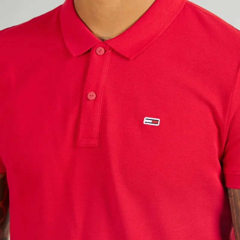Sale Tommy Jeans Herre Slim Stolpelukning Polo Dybrød