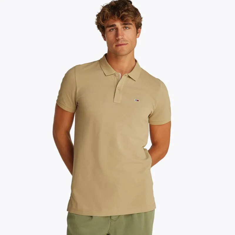 Discount Tommy Jeans Herre Slim Stolpelukning Polo Relic Tan Lysebrun