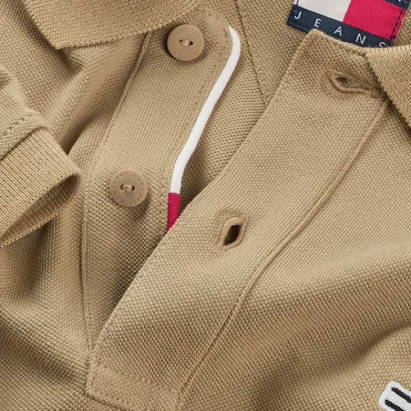 Discount Tommy Jeans Herre Slim Stolpelukning Polo Relic Tan Lysebrun