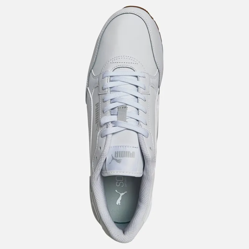 Best Puma Herre ST Runner V4 Læder Sneakers /Isgrå/Gummi Hvid