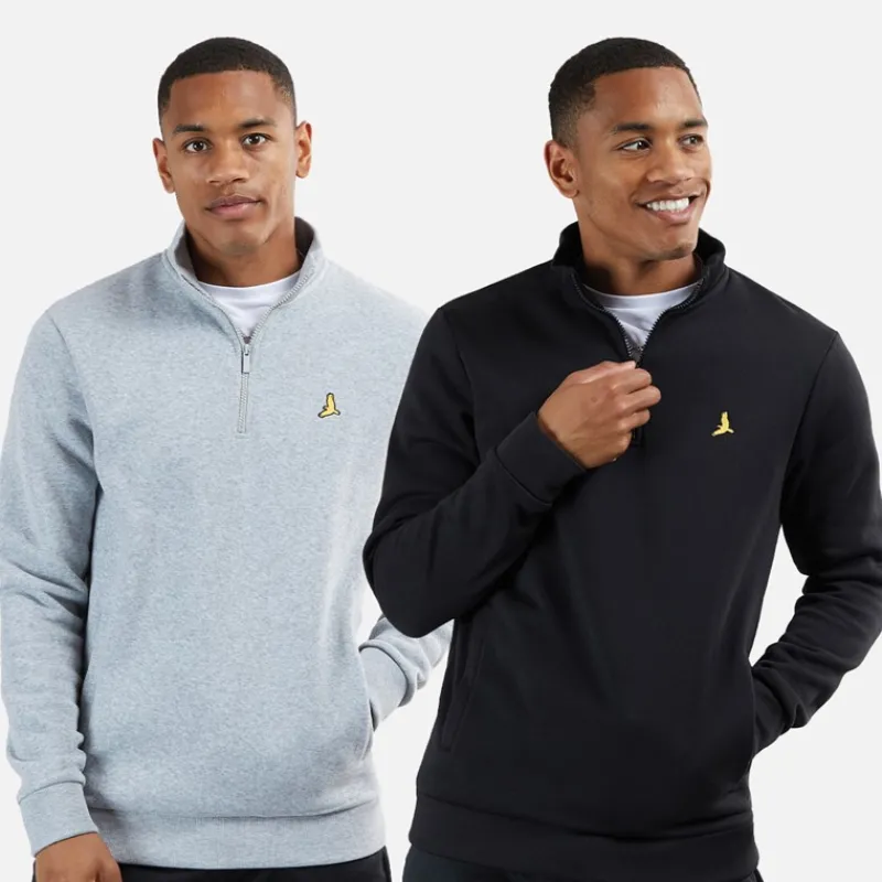 Outlet Brave Soul Herre Stilgar To Pakke 1/4 Lynlås Sweatshirts Sort/Grå