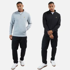 Outlet Brave Soul Herre Stilgar To Pakke 1/4 Lynlås Sweatshirts Sort/Grå