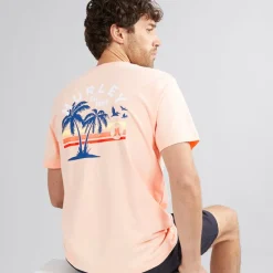 Clearance Hurley Herre Stribet Sunrise Grafik T-Shirt Pink