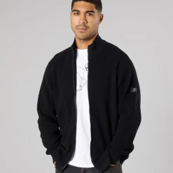 Best Solid Herre strik cardigan True Black Sort