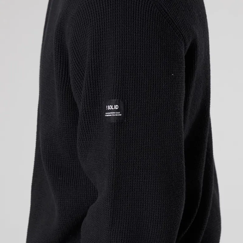 Best Solid Herre strik cardigan True Black Sort
