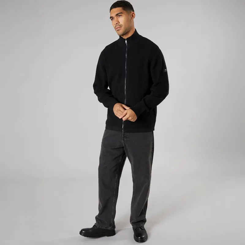 Best Solid Herre strik cardigan True Black Sort