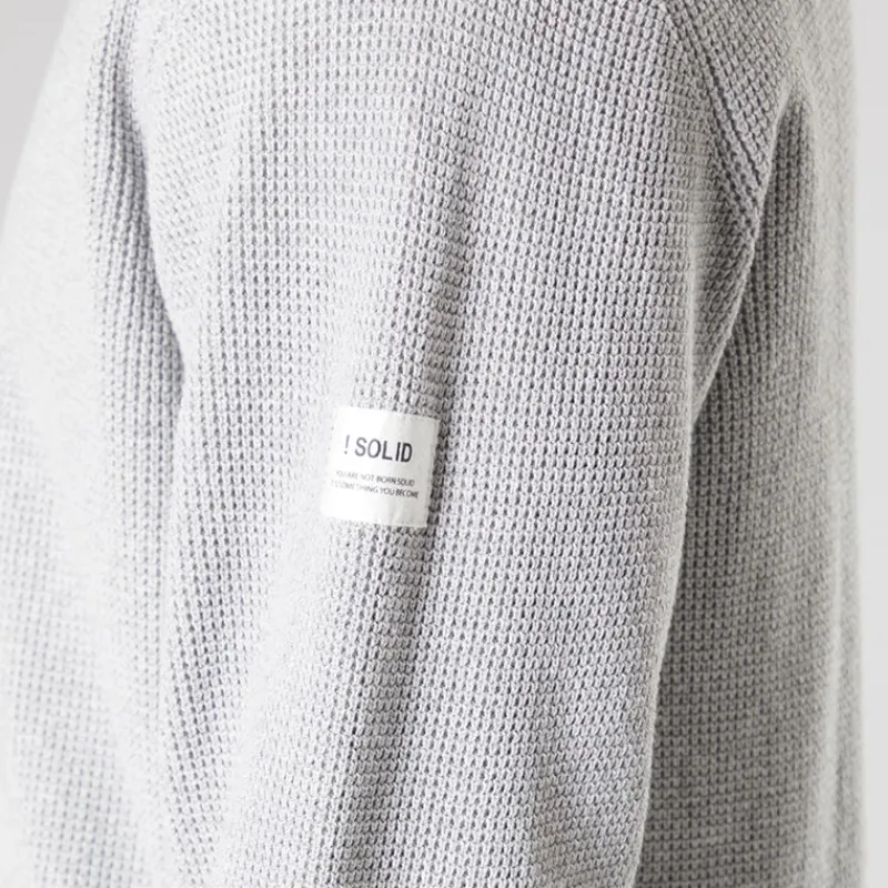 Solid Herre strik pullover sweater Light Grey Melange Lysegrå