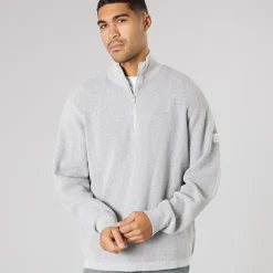 Discount Solid Herre strik pullover sweater Light Grey Melange Lysegrå