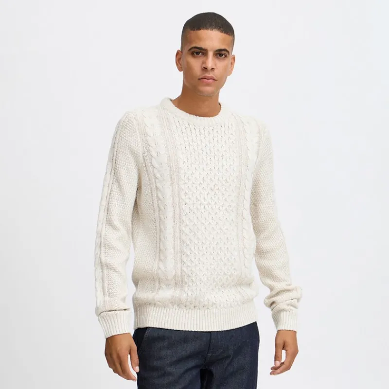 Discount Blend Herre striktrøje Vanilla Ice beige