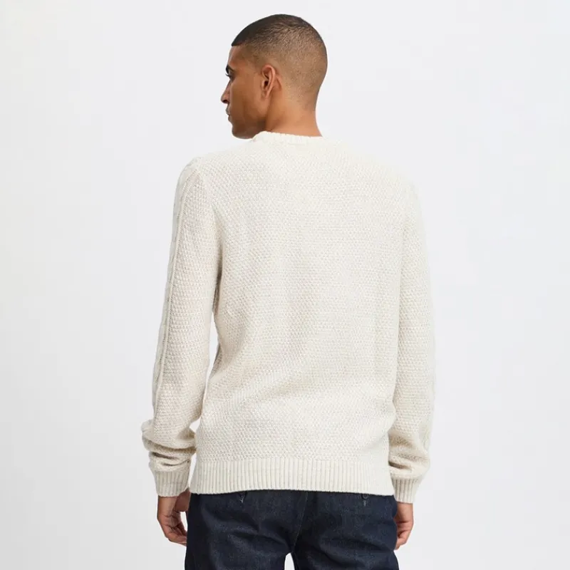 Discount Blend Herre striktrøje Vanilla Ice beige