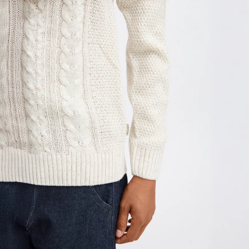Discount Blend Herre striktrøje Vanilla Ice beige