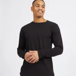 Clearance Brave Soul Herre Supreme Rundhals Langærmet T-shirt Sort
