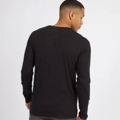 Clearance Brave Soul Herre Supreme Rundhals Langærmet T-shirt Sort