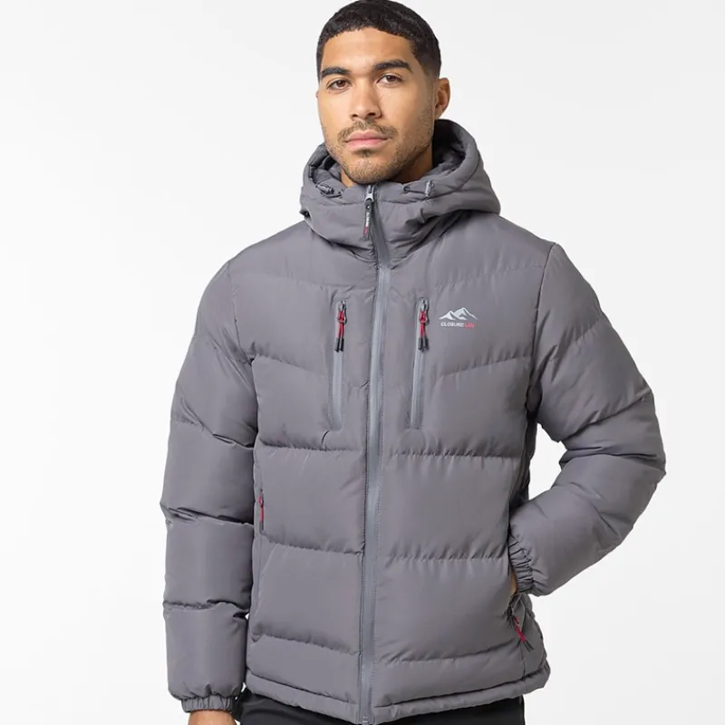 Hot Closure London Herre Tech Logo Puffer Jakke Koksgrå Trækulsgrå