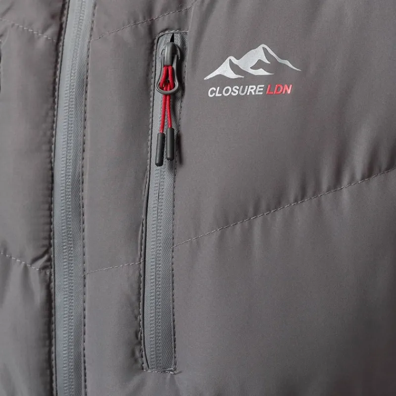 Hot Closure London Herre Tech Logo Puffer Jakke Koksgrå Trækulsgrå