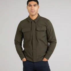 Hot French Connection Herre Teknisk Overskjorte Khaki kakigrøn