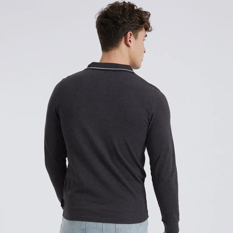 Sale Bench Herre Telles L/S Polo Skjorte Charcoal Marl Koks-mergel