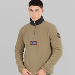 Napapijri Herre Tev Polar 1/2 Zip Sweatshirt Fallen Rock beige