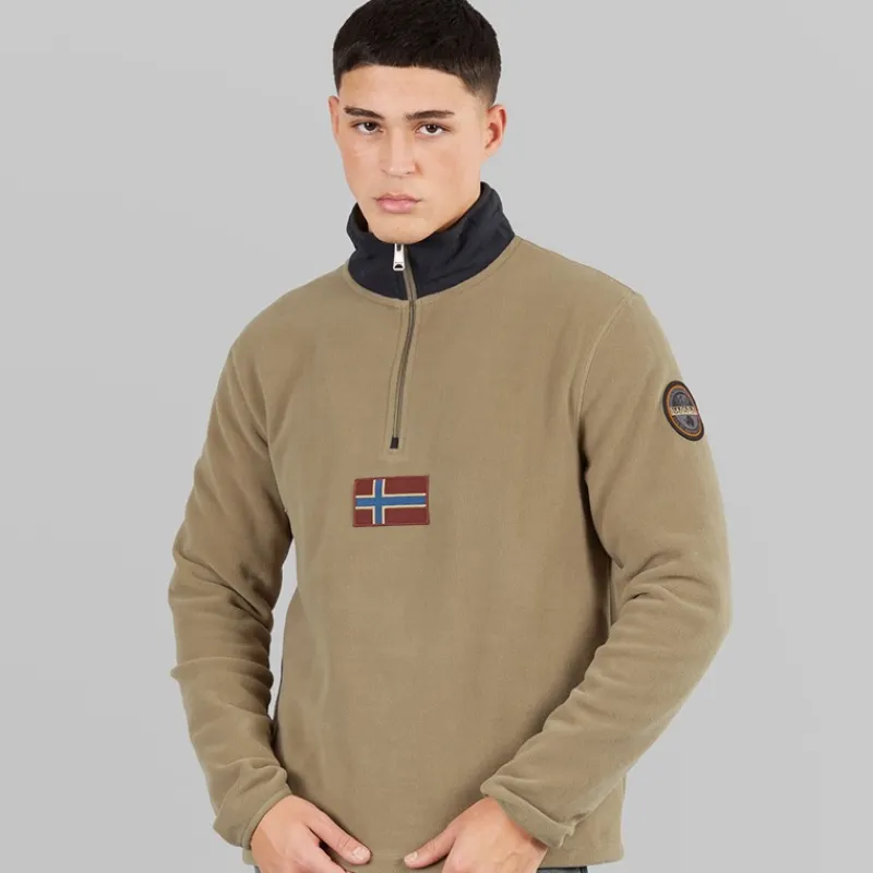 Napapijri Herre Tev Polar 1/2 Zip Sweatshirt Fallen Rock beige