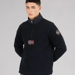Outlet Napapijri Herre Tev Polar 1/​2 Zip Sweatshirt Sort