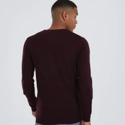 Discount Brave Soul Herre Theory Rundhals Trøje Blodrød Bordeaux