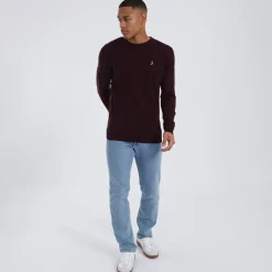 Discount Brave Soul Herre Theory Rundhals Trøje Blodrød Bordeaux