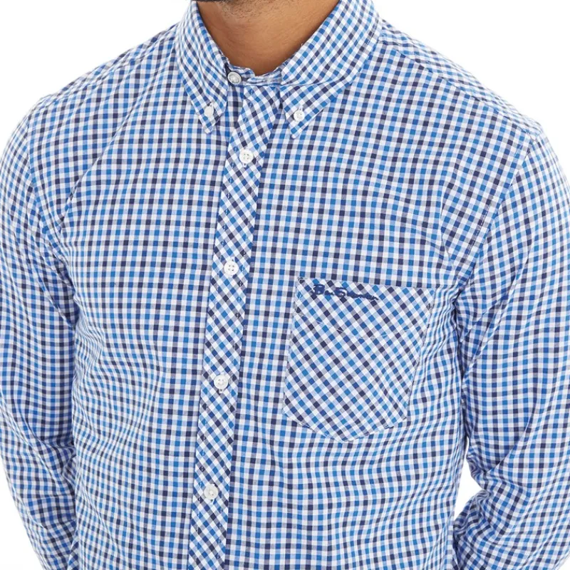 Online Ben Sherman Herre Three Gingham Langærmet shirts Blå