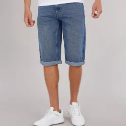 Discount Crosshatch Herre Tillforth Baggy Denim Shorts Stonewash