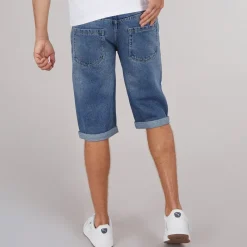 Discount Crosshatch Herre Tillforth Baggy Denim Shorts Stonewash