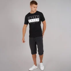 Best Crosshatch Herre Tillforth Baggy Denim Shorts Sort Vask Vasket Sort