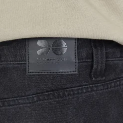 Sale Crosshatch Herre Tillman Baggy Jeans Sort Vask Vasket Sort